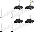 hykolity 4 Pack Linkable LED Shop Light, 4FT 42W [250W Equivalent], 4400lm, 5000K Daylight, with Plug, Utility Light Fixture, Hanging or Surface Mount, Black