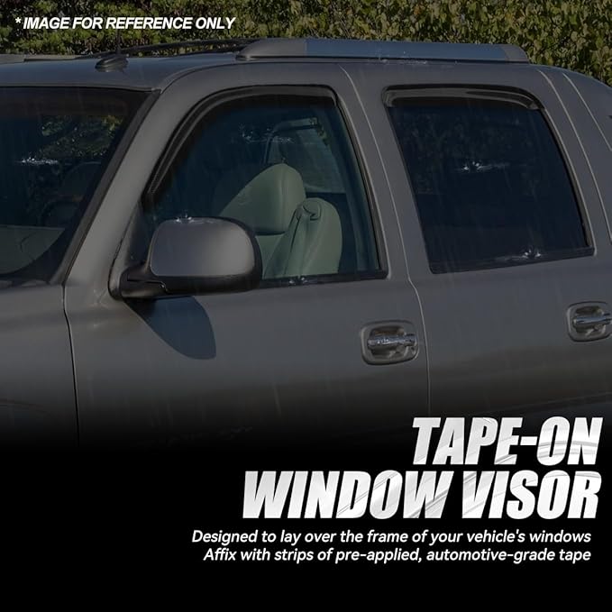 Auto Dynasty Set of 4 Carbon Fiber Pattern Window Visors Compatible with 2001-2007 Chevy Silverado Avalanche Suburban GMC Sierra Yukon Crew Cab, Tape-On Rain Guards Shield Vent Shade Deflector, Black