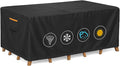 Outdoor Waterproof Furniture Cover, 76W x 54L x 28H inches Heavy Duty 600D Rectangular Table and Chair Set Protection, Black