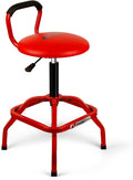 Garage Stool, Adjustable Height Swivel Work Mechanic Shop Stool with Backrest, Pneumatic Shop Chair for Home, Workshop, 300 LBS Capacity, 360° Rotation, Heavy Duty, Red