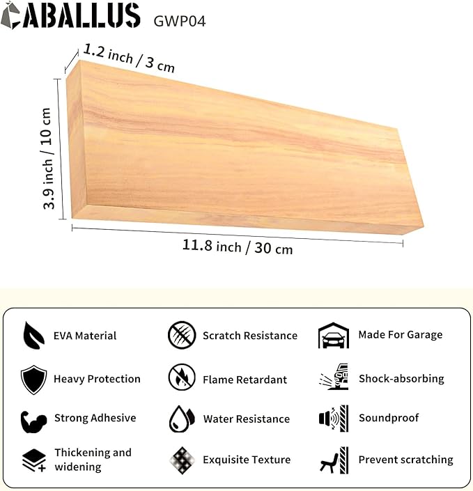 GWP04 Wood Grain Garage Wall Protector Car Door Protectors, Garage Accessories, Parking Stopper for Garage, Tool-Free, Designed in Germany (2-Pack)