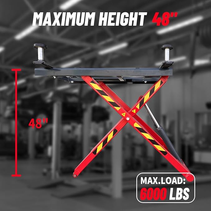 Portable Mid Rise Scissor Lift 6000LBS Lifting Capacity AK-X66 MAX. Lifting Height 48" Scissor Car Lift Scissor Jack for Home Garage and Shop