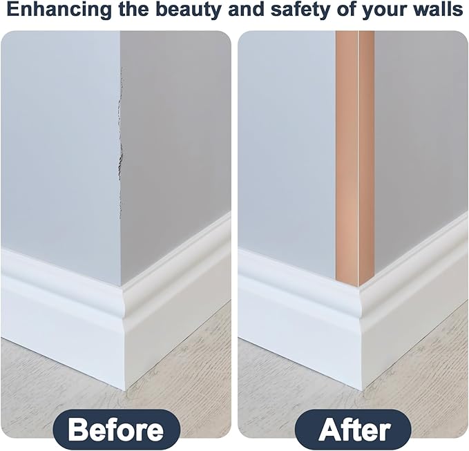 4PCS 45" Aluminum Metal Corner Protectors, Self Adhesive Corner Guards, Metal Wall Edge Protector Strip, Furniture Corner Protectors, Wall Cabinet Baseboard Decoration 45" x 1" (Rose Gold)