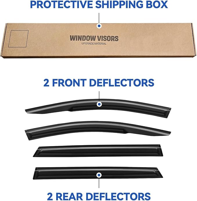 Window Visors Rain Guards for 2019 2020 2021 2022 2023 Hyundai Santa Fe, Out-Channel Window Vent Wind Deflectors Visors Shades for 19 20 21 22 23 Santa Fe