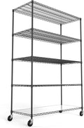 pouseayar Black 5 Tier Shelf Wire Shelving Unit, 6000lbs Capacity NSF Metal Heavy Duty Adjustable Storage Rack with Wheels & Shelf Liners, 82" H x 48" L x 24" D