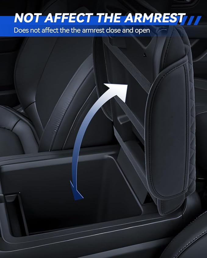 Armrest Cover for 2023-2025 Honda Pilot& 2024-2026 Passport& 2024 2025 Ridgeline Accessories Center Console Middle Lid Pad Protector for Car Elbow Rest-Thickened with Side Pockets Padded