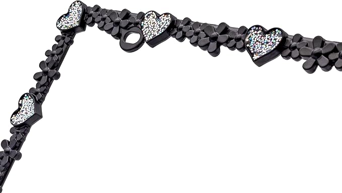 Creathome 3D Shining Daisy Heart License Plate Frame from Pure Zinc Alloy Metal Perfect Plate Holder, Matt Black with Silver Glitter Luminously Heart