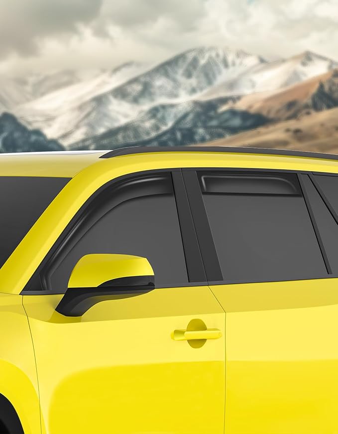 in-Channel Window Rain Guards Fit for Toyota Grand Highlander 2024 2025 Extra Durable Window Deflectors Vent Visors Shades Car Accessories Visors Rain Guards -4 pcs