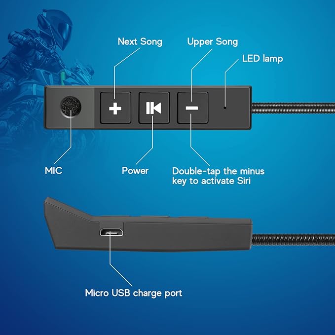 MAXTO Motorcycle Helmet Bluetooth Headset Outdoor Hands-Free Speaker Bluetooth 5.3 EDR Wireless Motorcycle Headset Automatic anwser High Sound Quality Headphone