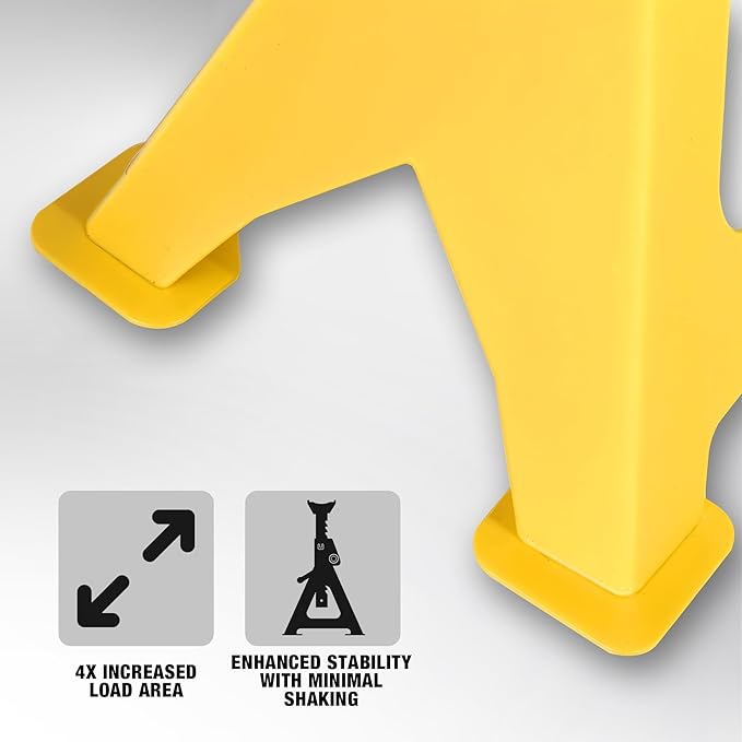 YELLOW JACKET Jack Stands 6 Ton with Double Locking and Large Foot Base for Lifting SUVS, Heavy Duty Steel, 13000 lb Capacity, 1 Pair, Yellow