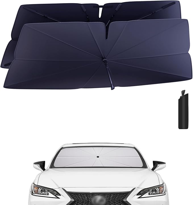 Windshield Sun Shade Umbrella Compatible with 2019-2025 Lexus ES Accessories: Custom Fit 240T Silver, Double Thickened, Foldable Sunshade Window Sun Visor, Ultimate 99% UV Blocking for 250, 300h, 350