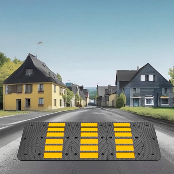 Speed Bumps for Driveway 35"x20"x2" Flexible Installation Connect Multiple Units for Any Road Width Asphalt Concrete Gravel Driveway (Middle Part 1 Pack)