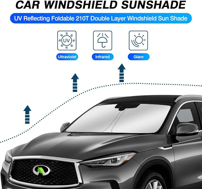 KUST Windshield Sun Shade for 2019-2021 Infiniti QX50 & 2021-2025 2026 QX55 Accessories Window Sunshade Sun Visor Protector Foldable Blocks UV Rays Keep Car Cooler
