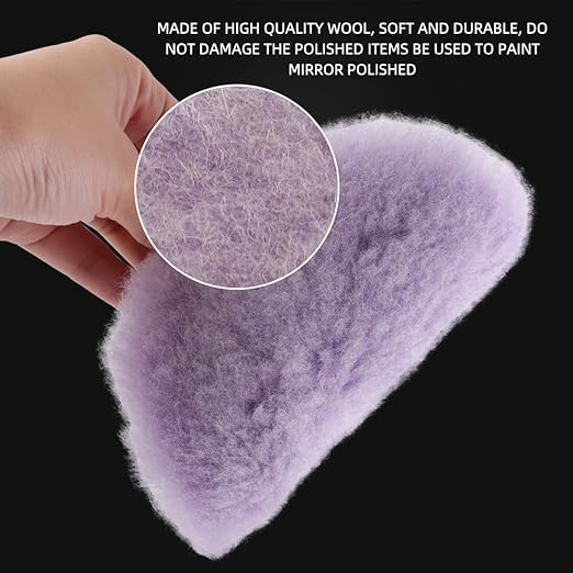 Wool Polishing Pads, SPTA 2Pcs 5Inch (125mm) Wool Cutting Pad, Purple Wool Buffing and Polishing Pad Set, Wool Buffing Wheel for Heavy Cut for 5Inch (125mm) Car Polisher Polishing, Buffing and Cutting