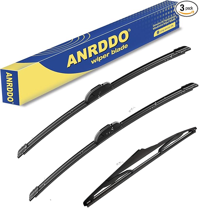 3 Wipers Factory Replacement For 2008-2018 Jeep Wrangler JK 2007 2008 2009 2010-2017 Jeep Wrangler Original Equipment Windshield Wiper Blades Set 15"+15"+13" (Set of 3) U/J HOOK