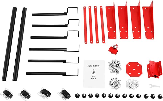Panel Tree Stand for Painting Rotatable FreeStanding Panel Paint Holder with Wheels Adjustable Center Post for Hang Automotive Doors Fenders Bumpers, Car Repair Shops, Garages(18.5*18.5*47.2in)