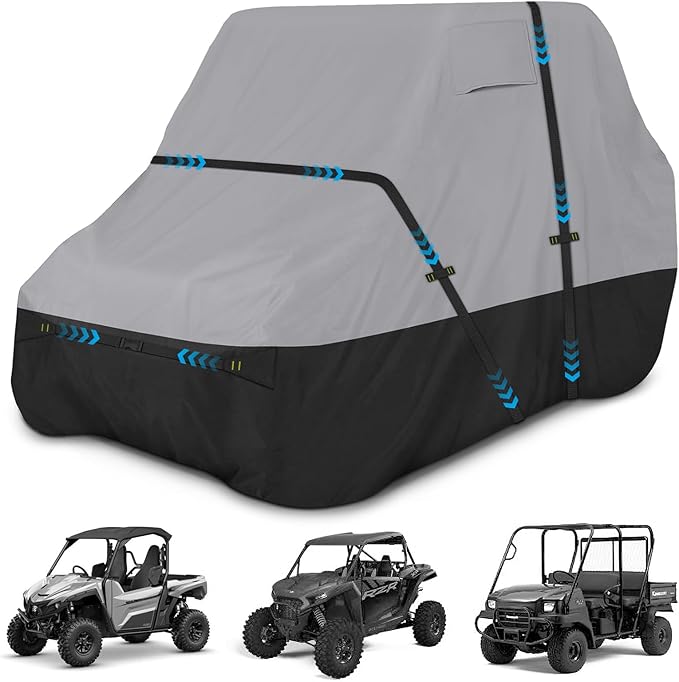 UTV Cover, Waterproof Side by Side Cover,2-3 Seaters Outdoor Storage Cover with Windproof Straps Compatible with Polaris, RZR, Honda, Can-Am, Yamaha 134" x70" x 75"