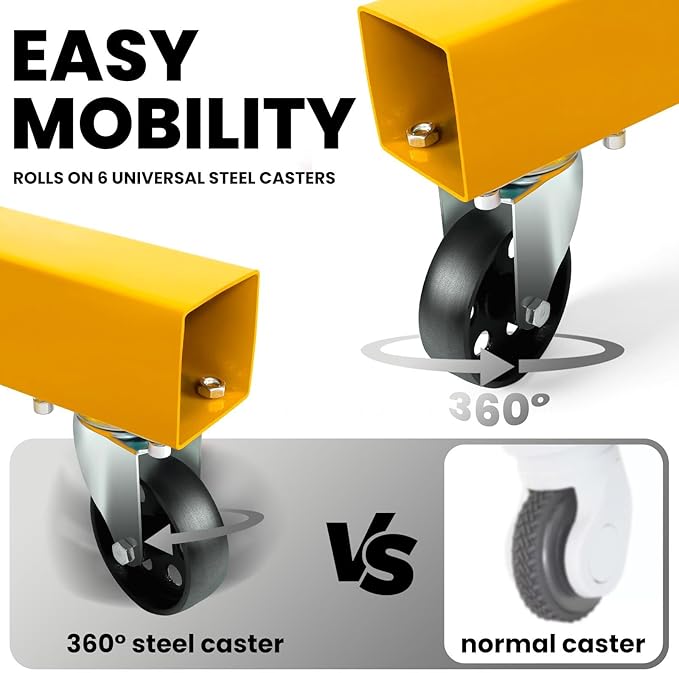 2-Ton Folding Hydraulic Engine Hoist with Lever, Heavy-Duty Engine Crane Cherry Picker with 6 Casters, Shop Lift for Garage, Workshop & Warehouse, Yellow