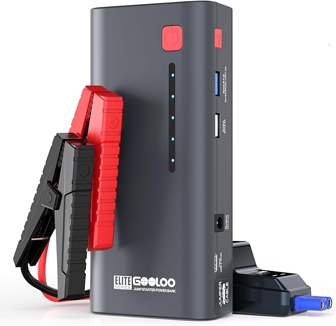 GOOLOO Jump Starter Battery Pack 3000A Peak SuperSafe Car Starter (Up to 8.5L Gas or 6.0L Diesel Engine) with USB Quick Charge and LED Light,12V Lithium Jump Box Booster Portable Charger,Gray