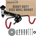 Ibera Bike Wall Mount - Secure Bike Storage up to 18kg with Adjustable Frame Holder & Soft Rubber Cradles - Garage Bike Rack for Road, MTB, Kids, Hybrid Bikes - Easy Installation & Space-Saving Design