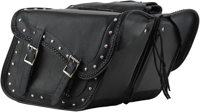 GARGOYLE BELLS Genuine Leather Motorcycle Saddle Bags Motorcycle Luggage Bag For Softails Sportsters Dyna ect