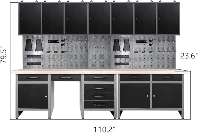 JZD Metal Storage Cabinet Organizer Set System, for Maintenance Rooms, Auto Repair Shops