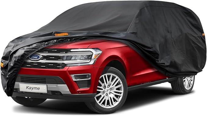 Kayme 7 Layers SUV Car Cover Waterproof All Weather, Outdoor Large SUV Cover Rain UV Protection, Universal Fit for Infiniti QX56 QX80, Ford Expedition, Nissan Armada, Toyota Sequoia (207-214 inch)