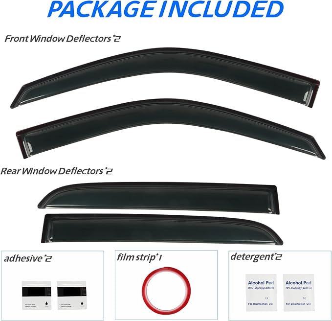 Window Visors Rain Guards Fit for 2009-2018 Dodge Ram 1500, 19-23 1500 Classic Crew Cab Only, 10-24 Ram 2500/3500 Crew Cab & Mega Cab