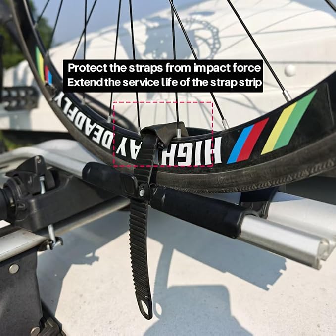 2PCS Roof Rack Bike Wheel Adapter Straps with Cushion for Secure Cycling Transport for Thule 599 598 591 568 564 561 532 933 926