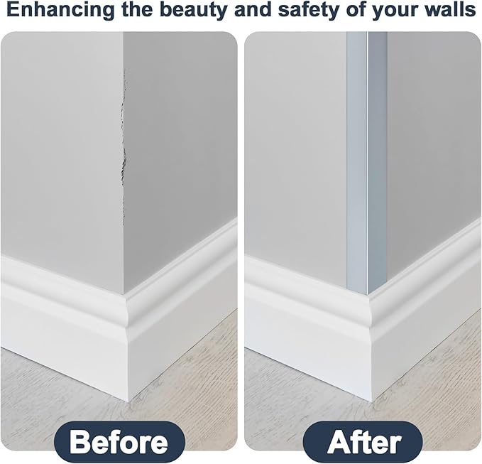 4PCS 45" Aluminum Metal Corner Protectors, Self Adhesive Corner Guards, Metal Wall Edge Protector Strip, Furniture Corner Protectors, Wall Cabinet Baseboard Decoration 45" x 2" (Gray Blue)