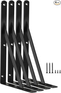 4 Pack L12 x H 8" Black Heavy Duty Shelf Brackets with Screws Metal Shelf Brackets Shelf Support Angle Brackets for Shelves L Brackets Heavy Duty Floating Shelf