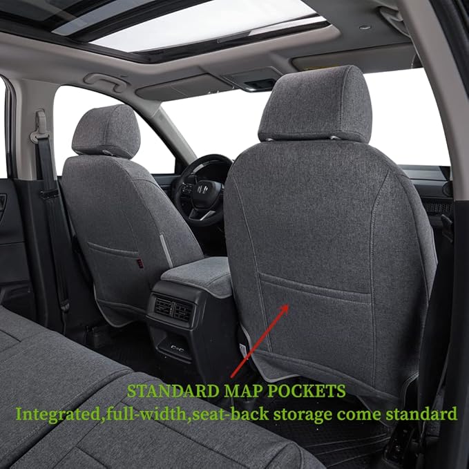 coverdream CRV Seat Covers Custom Fit for 2017-2021 2022 Honda CRV LX,EX,SE,EX-L,Touring,Hybrid,Fully Covered,Airbag Compatible UV Resistant Polyester Car Seat Protector(Full Set,Gray)