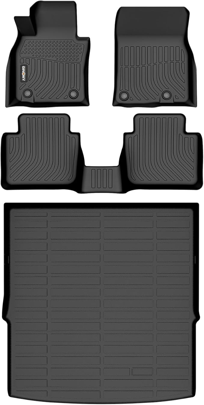 GINOWY- Floor Mats & Cargo Liner for Mazda CX50 2023-2025, TPE All Weather Protection 2024 CX50 Car Mats Waterproof Non-Slip Trunk Mat CX-50 Automotive Accessories Black