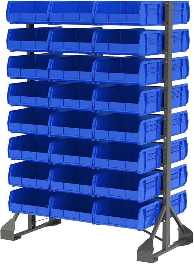 Akro-Mils 30235 AkroBins Plastic Storage Bins, Space-Saving Stackable Bins for Garage, Pantry, Craft Organization, 11-" x 11-" x 5-", Black, 6-Pack
