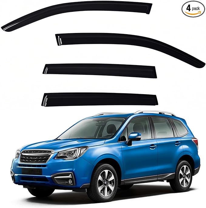 Window Visors Rain Guards fits 2014-2018 Forester, Out-Channel Window Wind Deflectors Vent Shades Accessories, Dark Smoke 4 Pcs, 2015 2016 2017