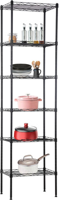 BestOffice Metal Garage Shelving 6 Tiers Garage Storage Shelves Heavy Duty 17”D x 12”W x 64”H Easy Assemble Wire Shelving NSF Certified Storage Shelves with Levling Feet for Home Garage Office, Black