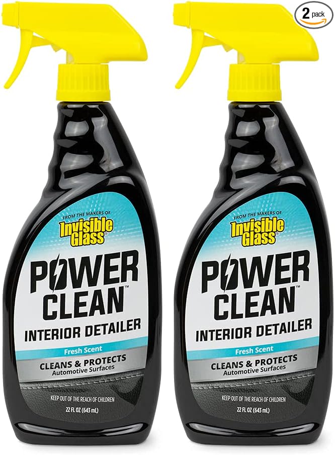 Invisible Glass 92024-2PK Power Clean Automotive Interior Detailer Cleaner Protectant and Conditioner to Restore Interior Surfaces Prevent Fading, 22 Fl Oz, Pack of 2