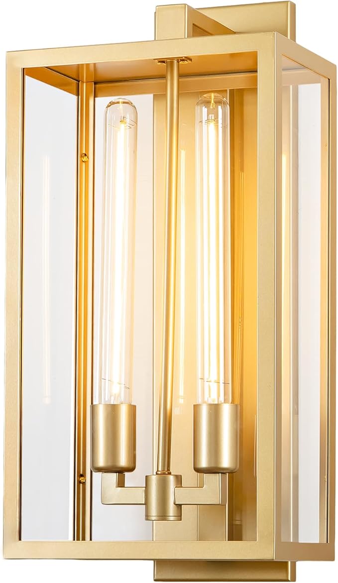 Outdoor Wall Sconce, 21" Large Gold Wall Mount Lamp, Outside Lights Front Porch Light, Waterproof Modern Porch Lighting Exterior Lamp for Front Door, Entryway (Bulbs Included)