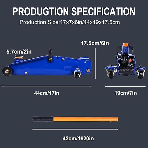 Hydraulic Floor Jack, 2 Ton (4400 lb) Portable Car Jack Lift for Auto Repair,Blue