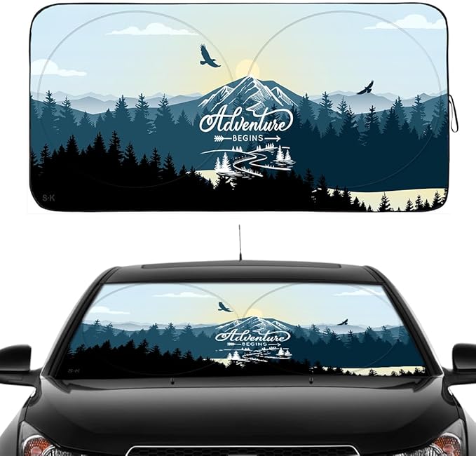 Gven Windshield Shade, Car Sun Shade for Front Windshield Sun Visor Protector Blocks UV Rays Foldable 210T Keep Your Vehicle Cool