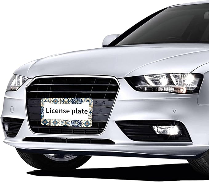 Boho Mexican Tile License Plate Frames - 2 Pcs Set 2 Holes Metal Aluminum Auto Car Accessories Decoration License Plate Frame 12.2 x 6.3 inch for Women Men Gift