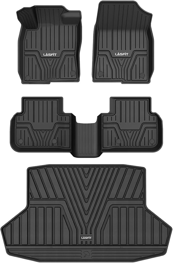 LASFIT Floor Mats and Trunk Mat for Honda Civic Sedan 2022-2025 2026 Rear with USB Ports (Not for Hatchback & 2025 Hybrid), TPE All Weather Car Floor Liners - 1st & 2nd Row & Cargo Liner, Black