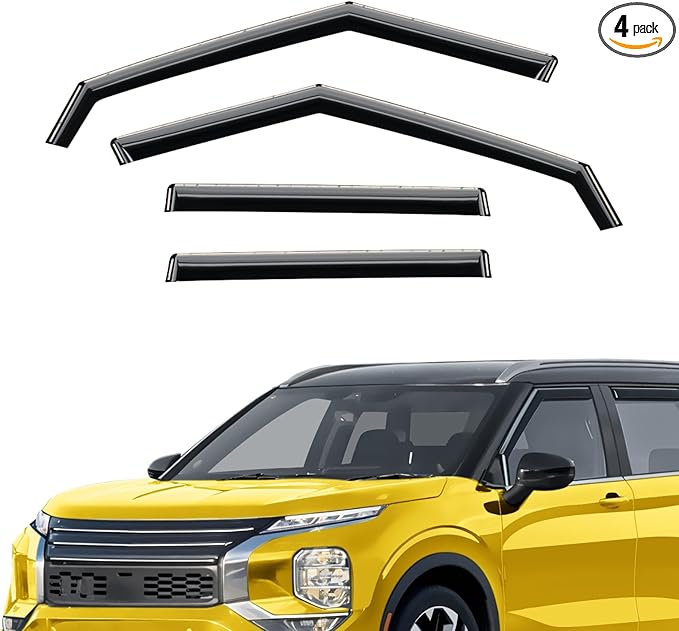 Extra Durable Window Deflectors in-Channel Window Visors Rain Guards Fit for Mitsubishi Outlander 2022-2025, Sun Visors, Wind VentVisors, Vent Shades, Exterior Car Accessories - 4 pcs. AG0848