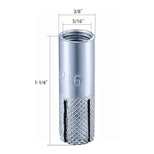Wensilon(20 pcs) 5/16"-18 Premium Zinc Plated Carbon Steel Drop in Anchors Assortment, Knurled Drop-in-Anchor for Solid Concrete, Internal Forced Expansion Screw Bolts