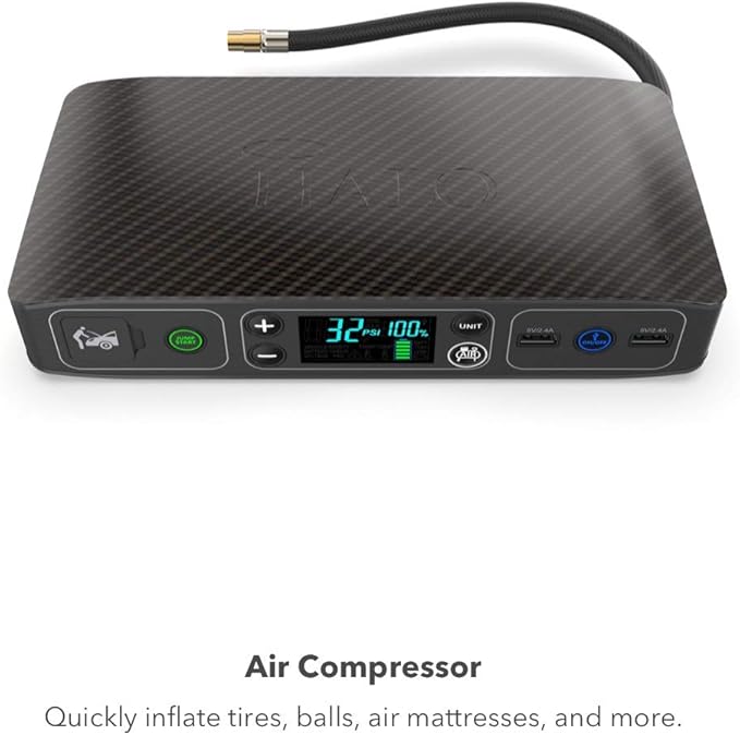 HALO Bolt Air 58830 Portable Car Battery Jump Starter | 100 PSI Air Compressor, 58.8Wh USB Power Bank, Emergency Floodlight & Charger, Jump Cars SUVs & Trucks, Inflate Tires, TSA Approved — Rose Gold