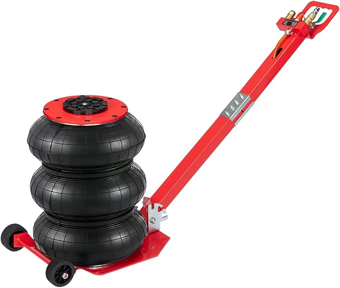 Air Jack 3 Ton/6600 lbs Airbag Jack Pneumatic Jack Lift Up to 15.75 Inch 3-5S Fast Lifting Air Bag Jack for Garage Cars Trucks with Adjustable Long Square Handle Red