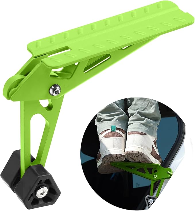 COWVIE Foldable Car Door Step Stand Pedal - Access to Vehicle's Top Roof Both Feet Stand Pedal Ladder for Most SUV Truck Green