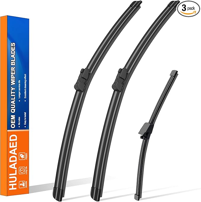 HULADAED® 24'' 21'' 13'' Windshield Wipers Replacement for Volkswagen Tiguan 2017-2007,Silicone Front Rear Wiper blades for MY Car-All Weather & Quiet(3 PACK)