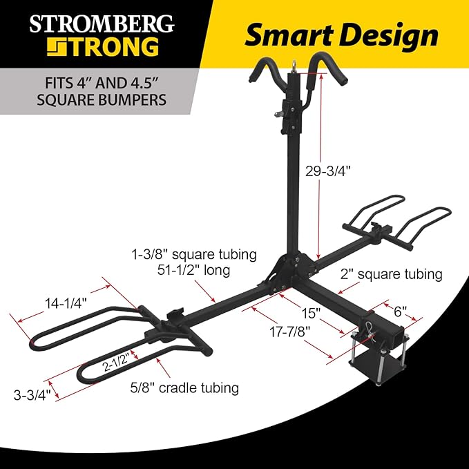 Stromberg Carlson BC-202BA 2-Bike Platform Style Hitch Mount Foldable Bike Rack with Bumper Adapter for 2" Hitch or RV Bumper