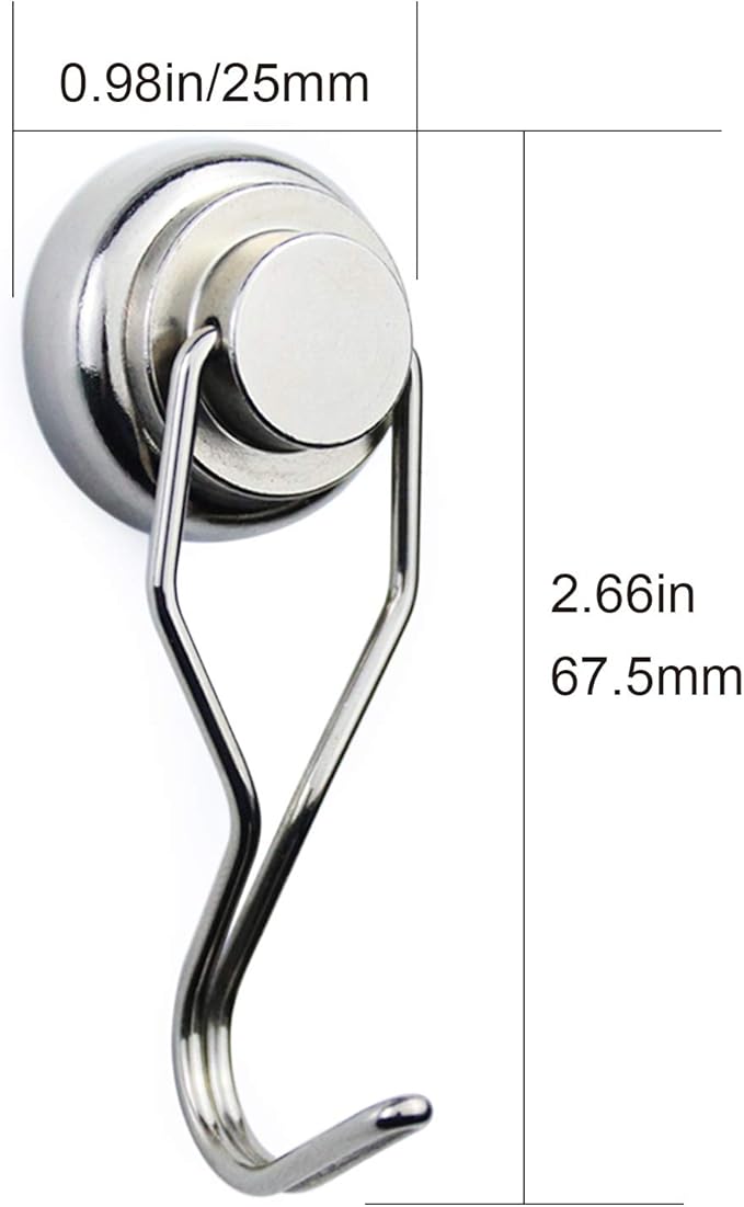 DIYMAG Swivel Swing Magnetic Hooks,Strong Heavy Duty Neodymium Magnet Hooks - Great for Your Refrigerator and Other Magnetic Surfaces - Pack of 6